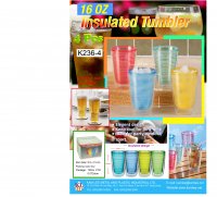 K236/4 S/4 PLASTIC INSULATED TUMBLER (16 OZ) K236/4 S/4 PLASTIC INSULATED TUMBLER (16 OZ)