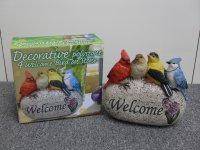 CK1337 POLYSTONE DECORATIVE 4 WELCOME BIRDS ON STONE CK1337 POLYSTONE DECORATIVE 4 WELCOME BIRDS ON STONE