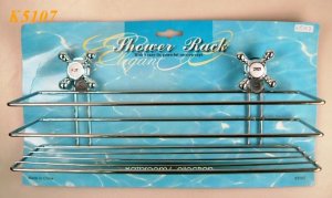 K5107 \"FAUCET\" DESIGN LONG SHOWER RACK W/2 SUCTION CUP