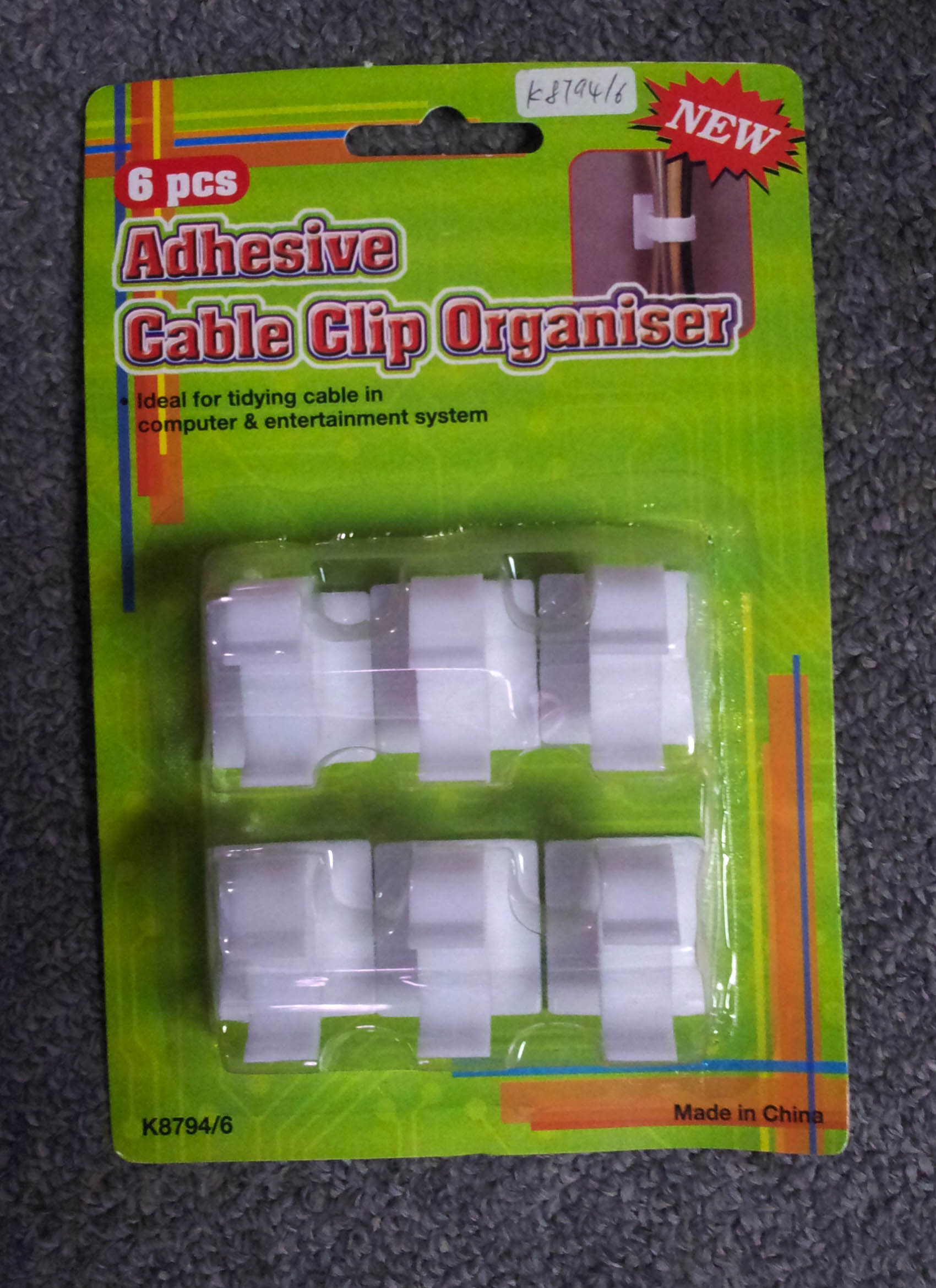 K8794/6 ADHESIVE CABLE CLIP ORGANISER