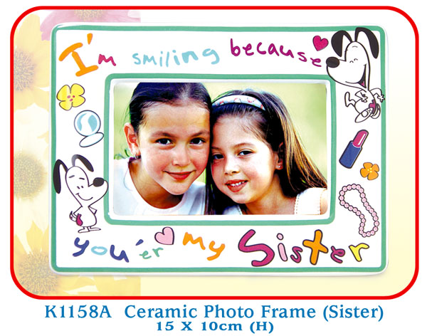 K1158A Ceramic Photo Frame (sister) 15 X 10cm (H)