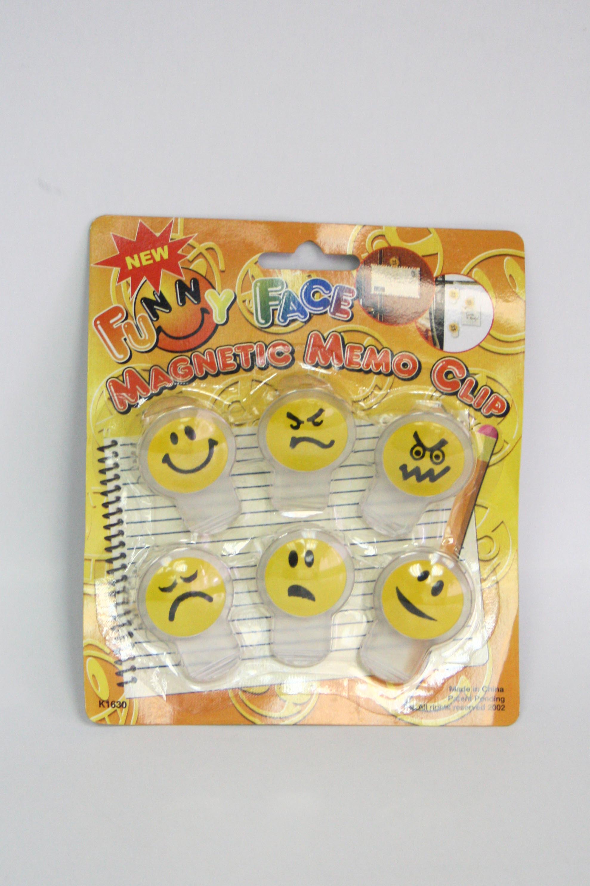 K1630/6 6PCS FUNNY FACE MAGNETIC MENO CLIP