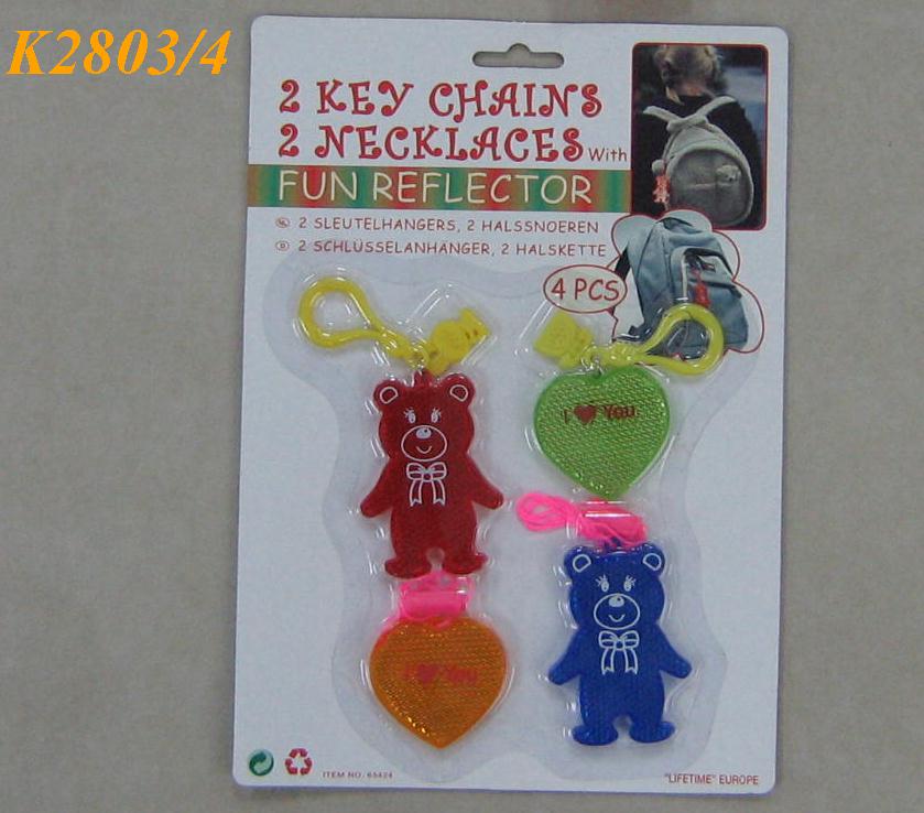 K2803 4PCS FUN REFLECTOR W/ KEYCHAIN