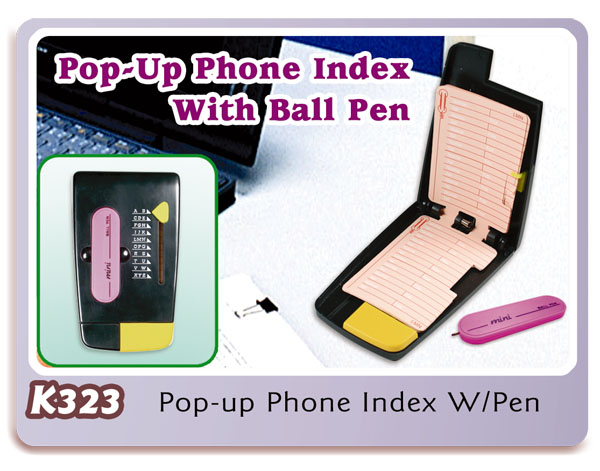 K323 Pop-up Phone Index W/Pen