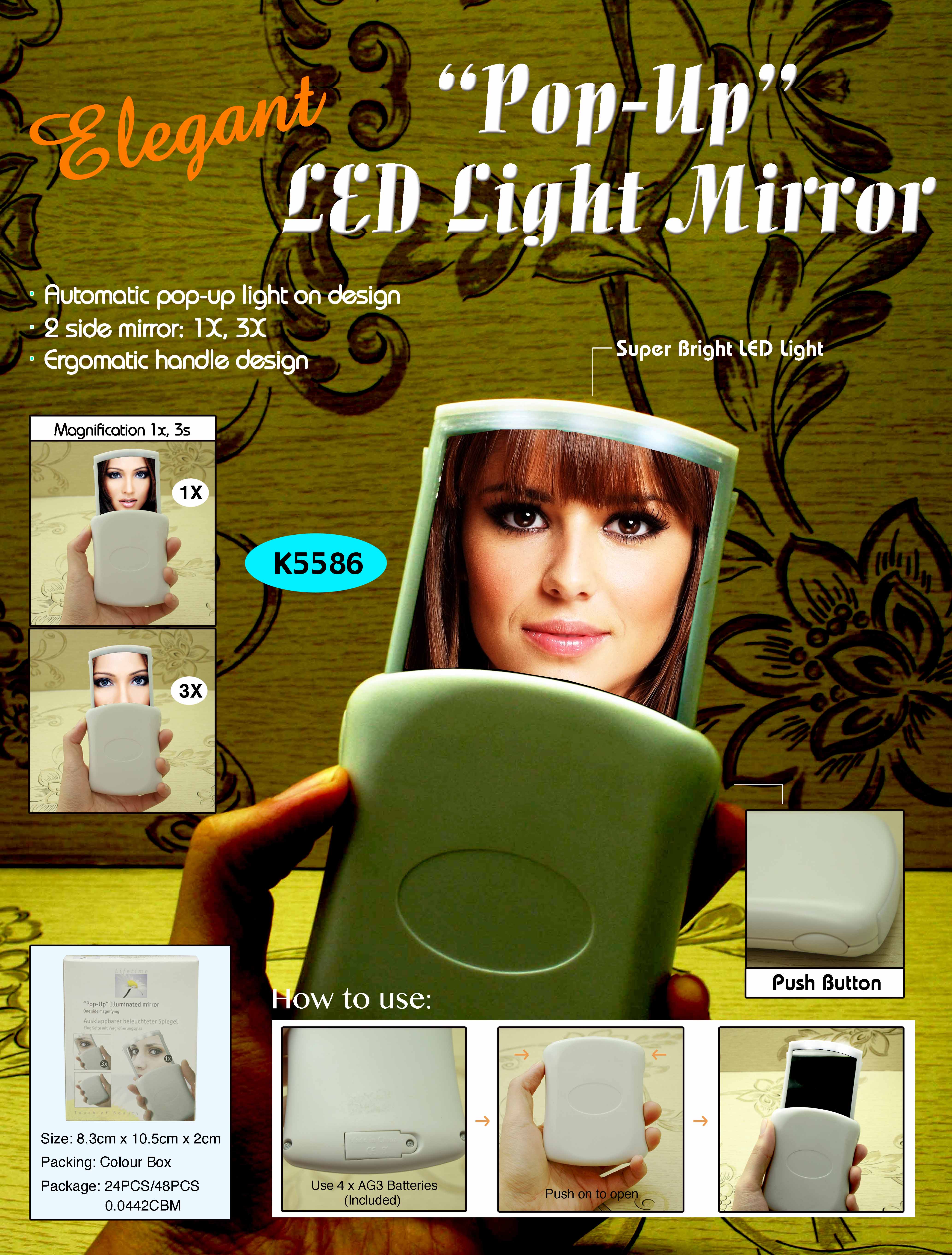 K5586 LED Light Pop-up Mirror