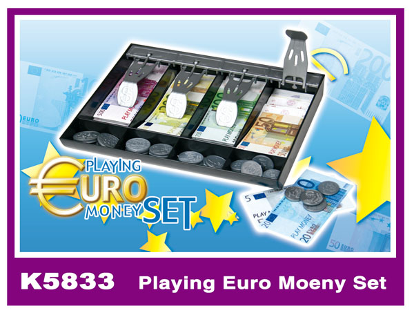 K5833 PLASTIC EURO PLAYING MONEY SET W/NOTES