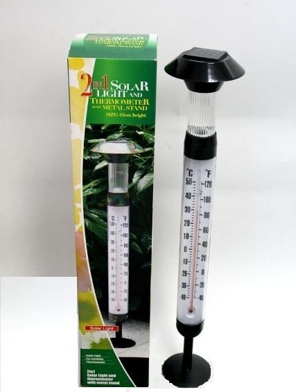 K5869 2 IN 1 SOLAR LIGHT & THERMOMETER W/METAL STAND
