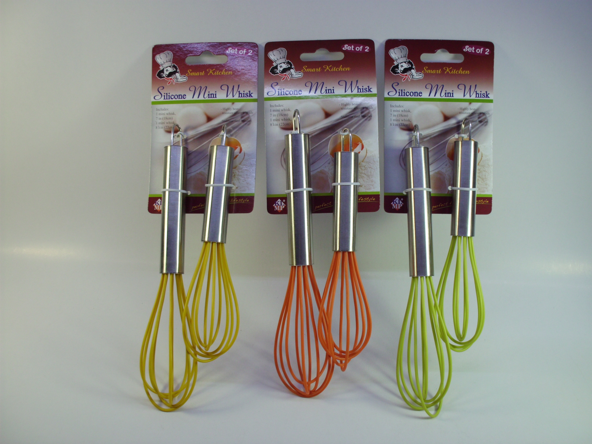 K6361/2 S/2 SILICONE WHISK WITH S.S. HANDLE (H:22.5CM&18CM)