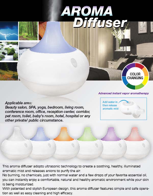 K6391 AROMA DIFFUSER & HUMIDIFIER WITH COLOUR CHANGING LIGHT.