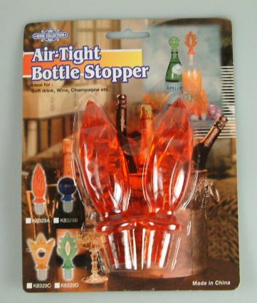 K8329A-D/2 2PCS AIR TIGHT BOTTLE STOPPERS(4 DESIGN ASSORTED)