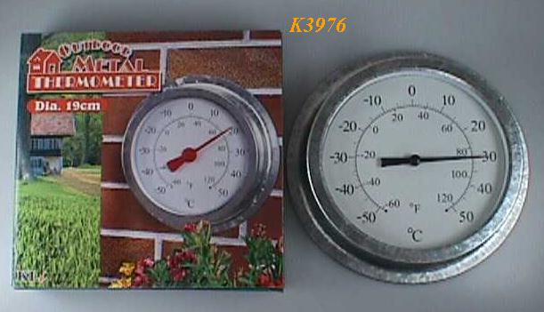 K3976 OUTDOOR METAL LOOK THERMOMETER (DIA: 19 CM)