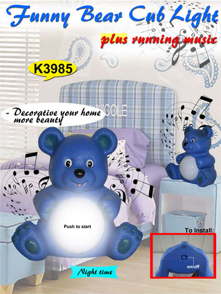 K3985 Funny Bear Cub Light Plus Runing Music